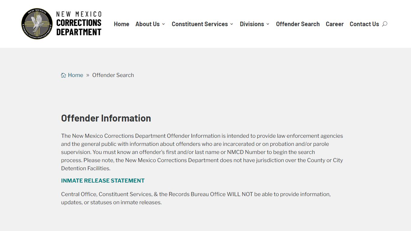 Offender Search | NM Corrections Department